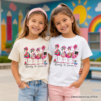 Kids Flamingo Back to School T-Shirt, Cute Tee With Tropical Birds for Youth