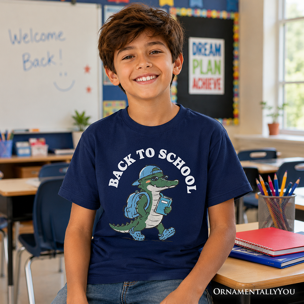 Kids Alligator Back to School T-Shirt, Cool Tee for Youth Student