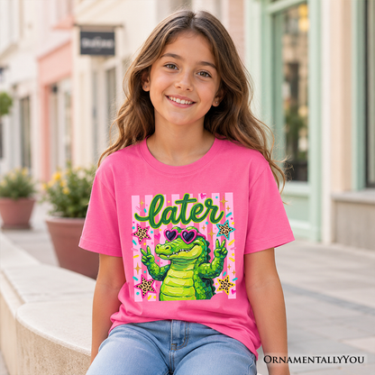 Later Alligator Kids T-Shirt, Funny Coquette Animal Tee for Youth Girls