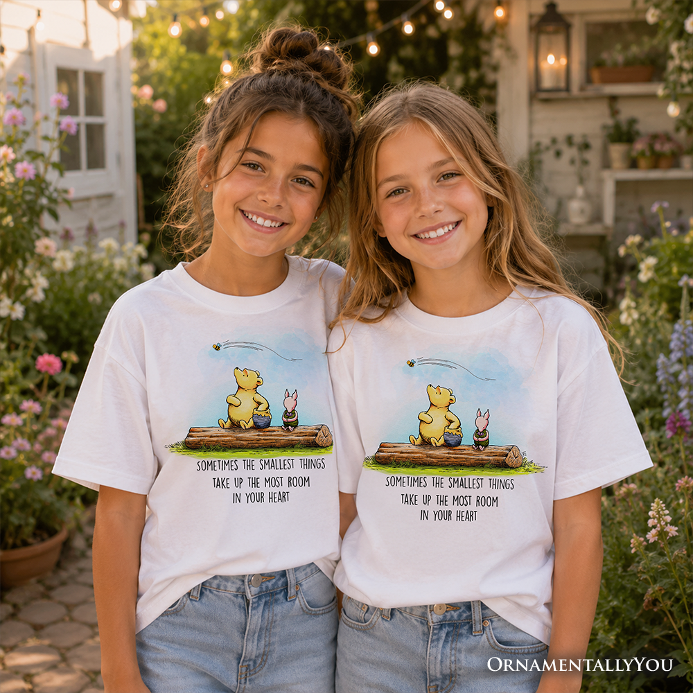 Kids Heartwarming Winnie-the-Pooh Quote T-Shirt, 1926 A.A. Milne Small Things Friendly Tee for Youth