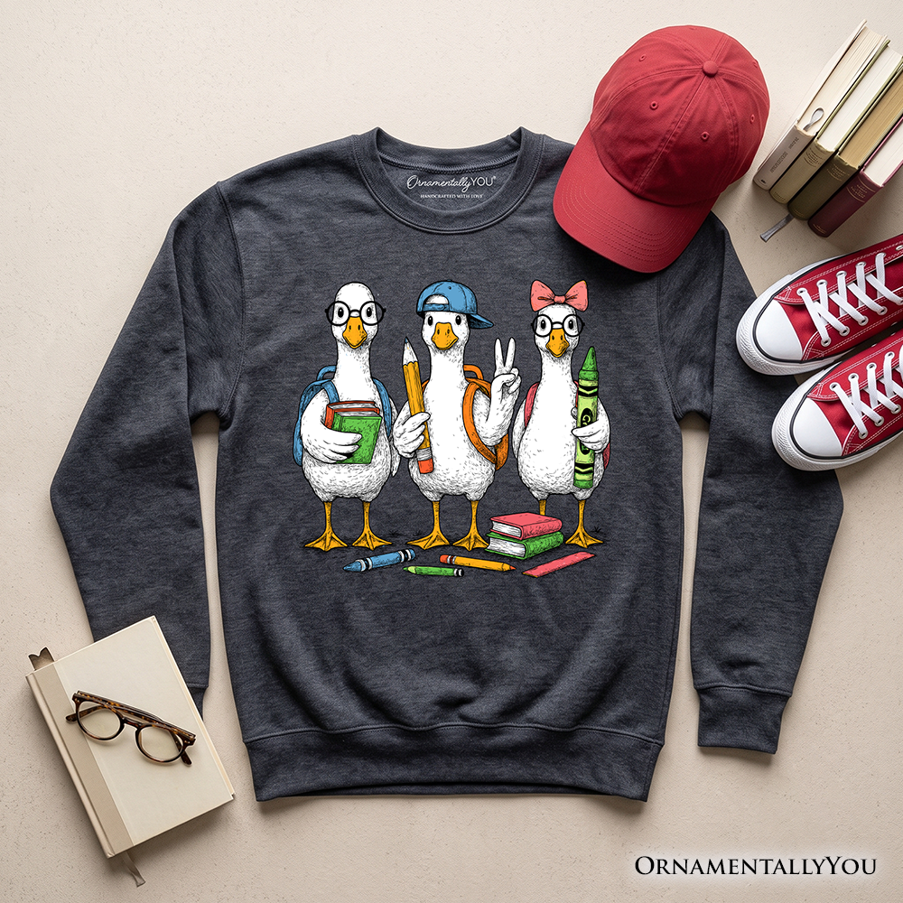 Goose Back to School Sweatshirt, Cute Teacher Student Classroom Sweater