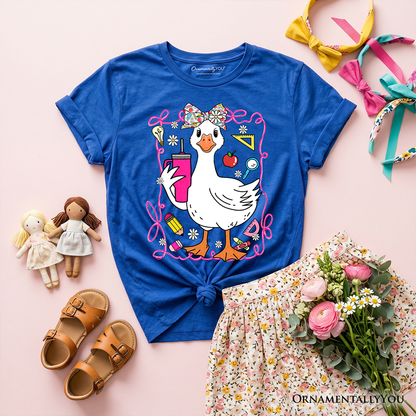 Kids Coquette School Goose T-Shirt, Cute and Funny Tee for Youth Girls