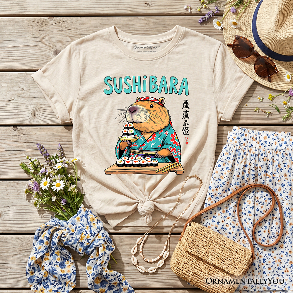 Sushibara Capybara Kids T-Shirt, Funny Sushi Animal Tee for Youth