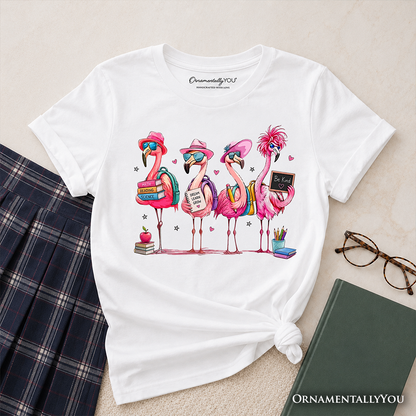 Kids Flamingo Back to School T-Shirt, Cute Tee With Tropical Birds for Youth