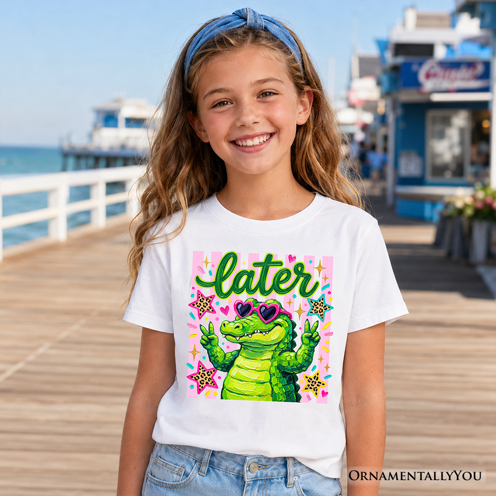 Later Alligator Kids T-Shirt, Funny Coquette Animal Tee for Youth Girls