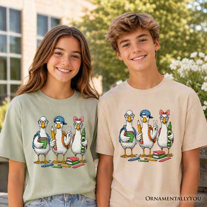 Kids Goose Back to School T-Shirt, Cute Youth Student Classroom Tee