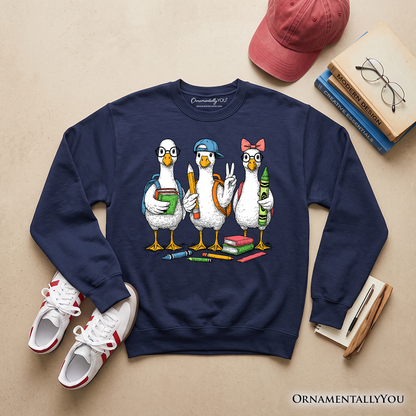 Goose Back to School Sweatshirt, Cute Teacher Student Classroom Sweater