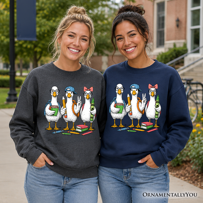 Goose Back to School Sweatshirt, Cute Teacher Student Classroom Sweater
