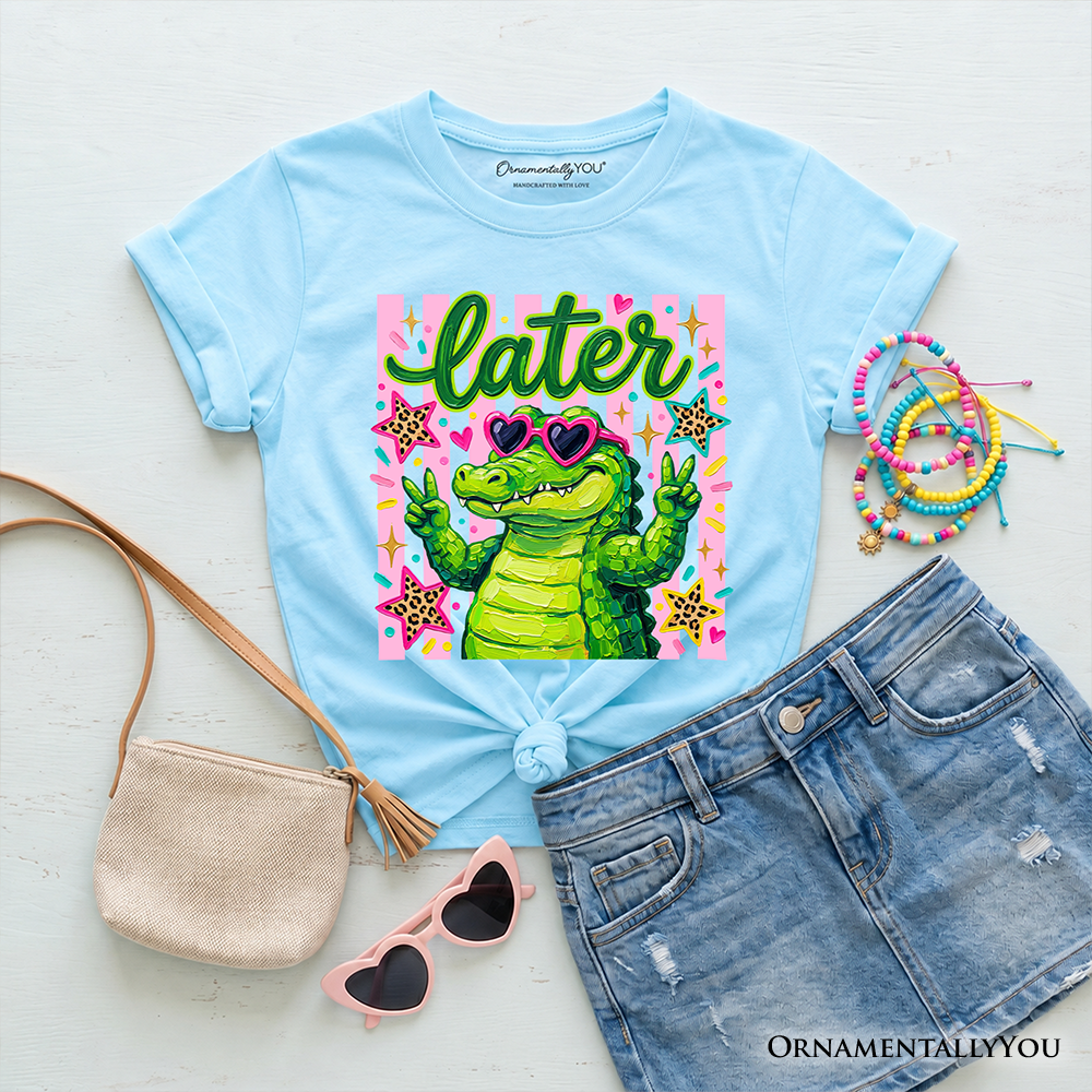 Later Alligator Kids T-Shirt, Funny Coquette Animal Tee for Youth Girls