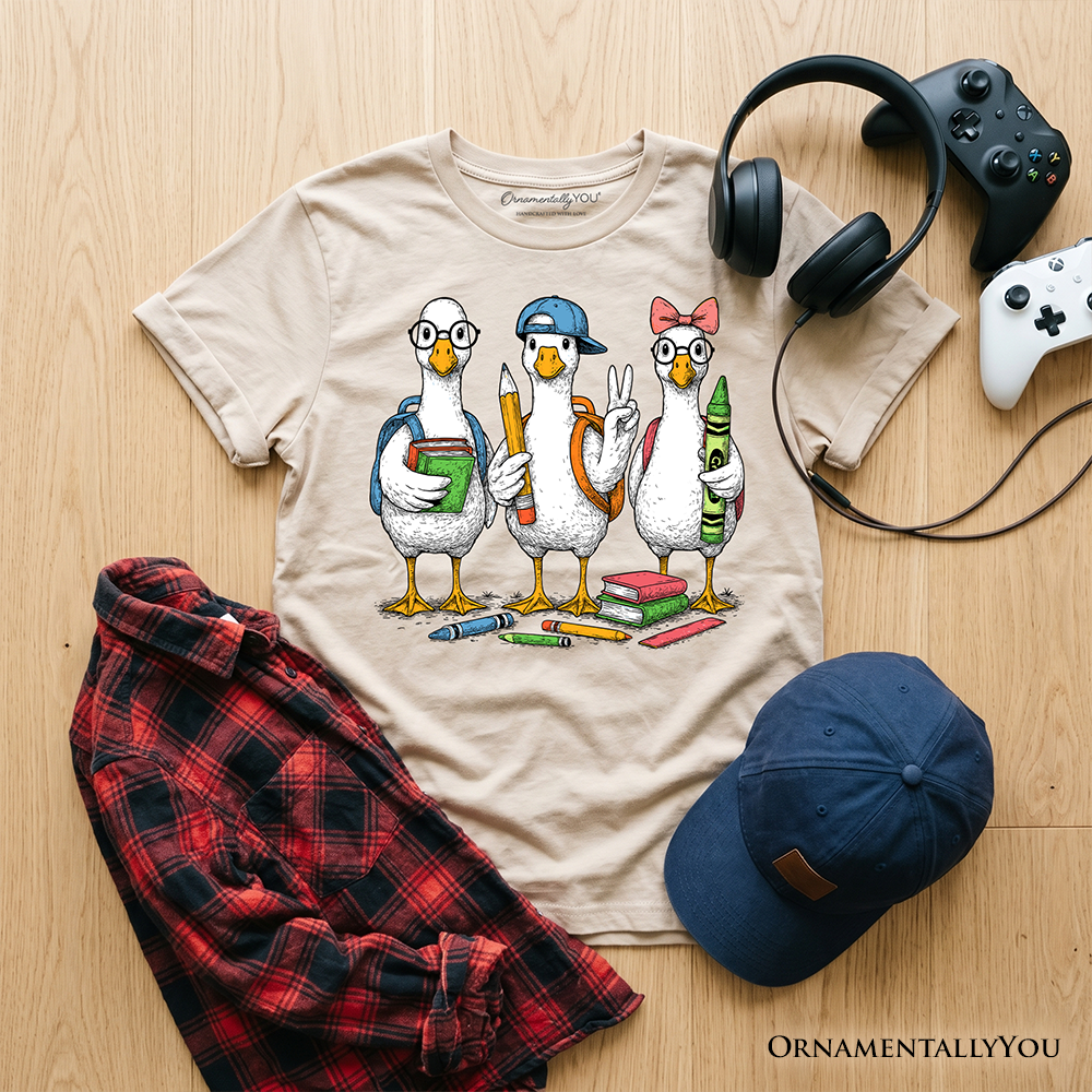 Kids Goose Back to School T-Shirt, Cute Youth Student Classroom Tee