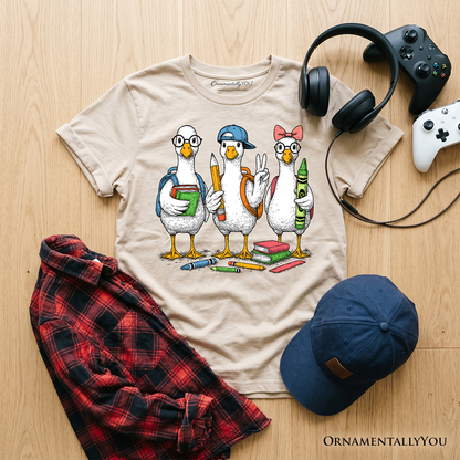 Kids Goose Back to School T-Shirt, Cute Youth Student Classroom Tee