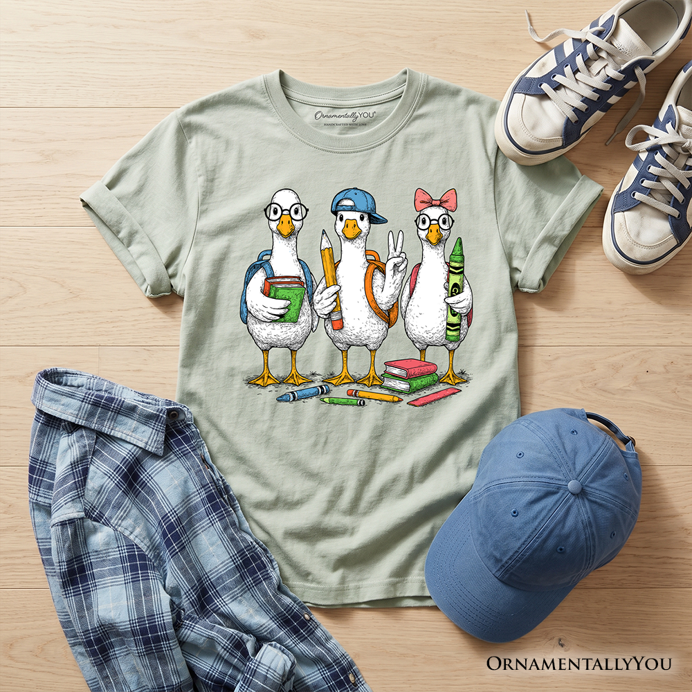 Kids Goose Back to School T-Shirt, Cute Youth Student Classroom Tee