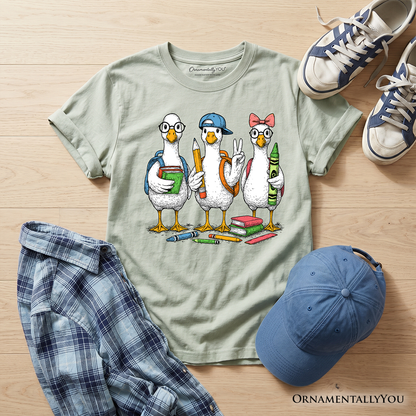 Kids Goose Back to School T-Shirt, Cute Youth Student Classroom Tee