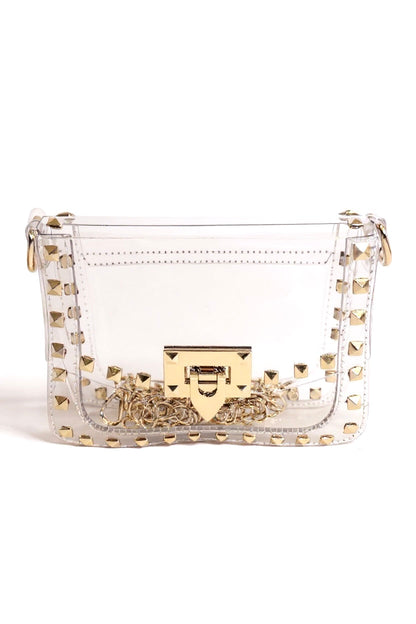 The Stephanie Clear Crossbody Handbag with Rivets