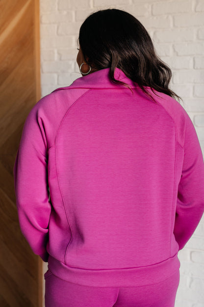 Hamptons Travel Half Zip Pullover in Magenta