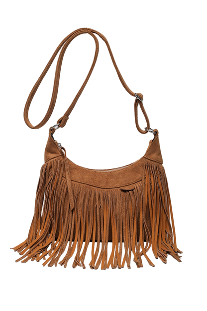 Suede Fringe Adjustable Strap Shoulder Bag
