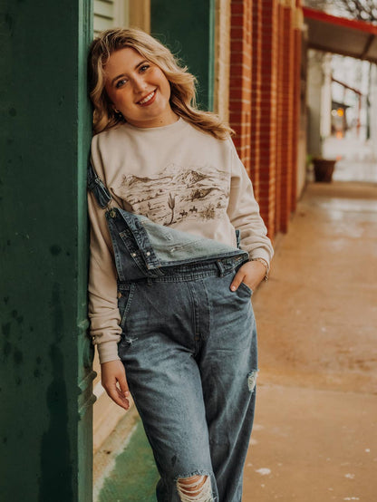 GINA DESERT COWBOY WESTERN SCENE CREWNECK