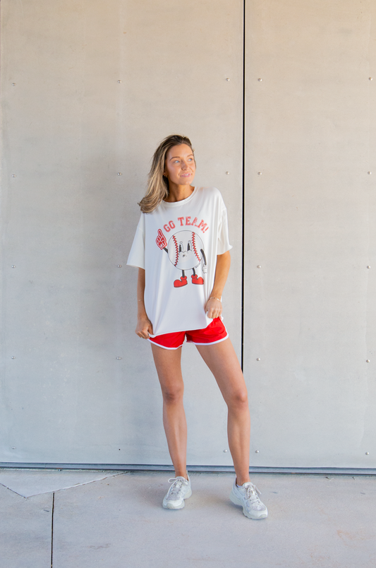 Go Team on White Boxy Tee