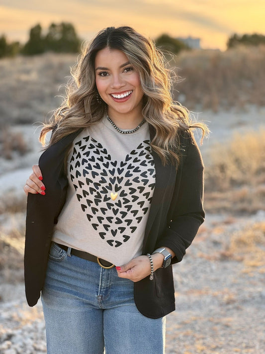 Tiny Hearts with Gold Puff Tee & Sweatshirt