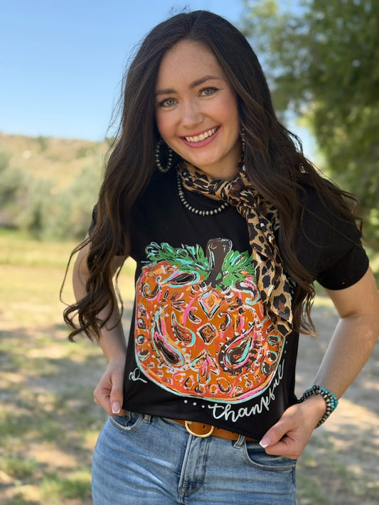 Callie Ann Stelter Thankful Pumpkin Crew Tee & Sweatshirt