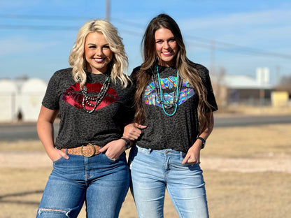 Foil Lips Tee on Leopard T-Shirt