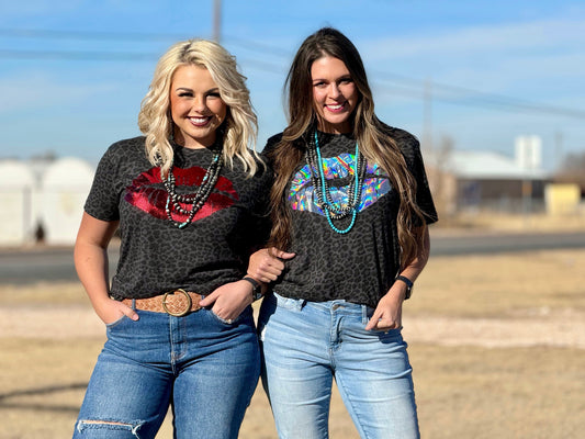 Foil Lips Tee on Leopard T-Shirt