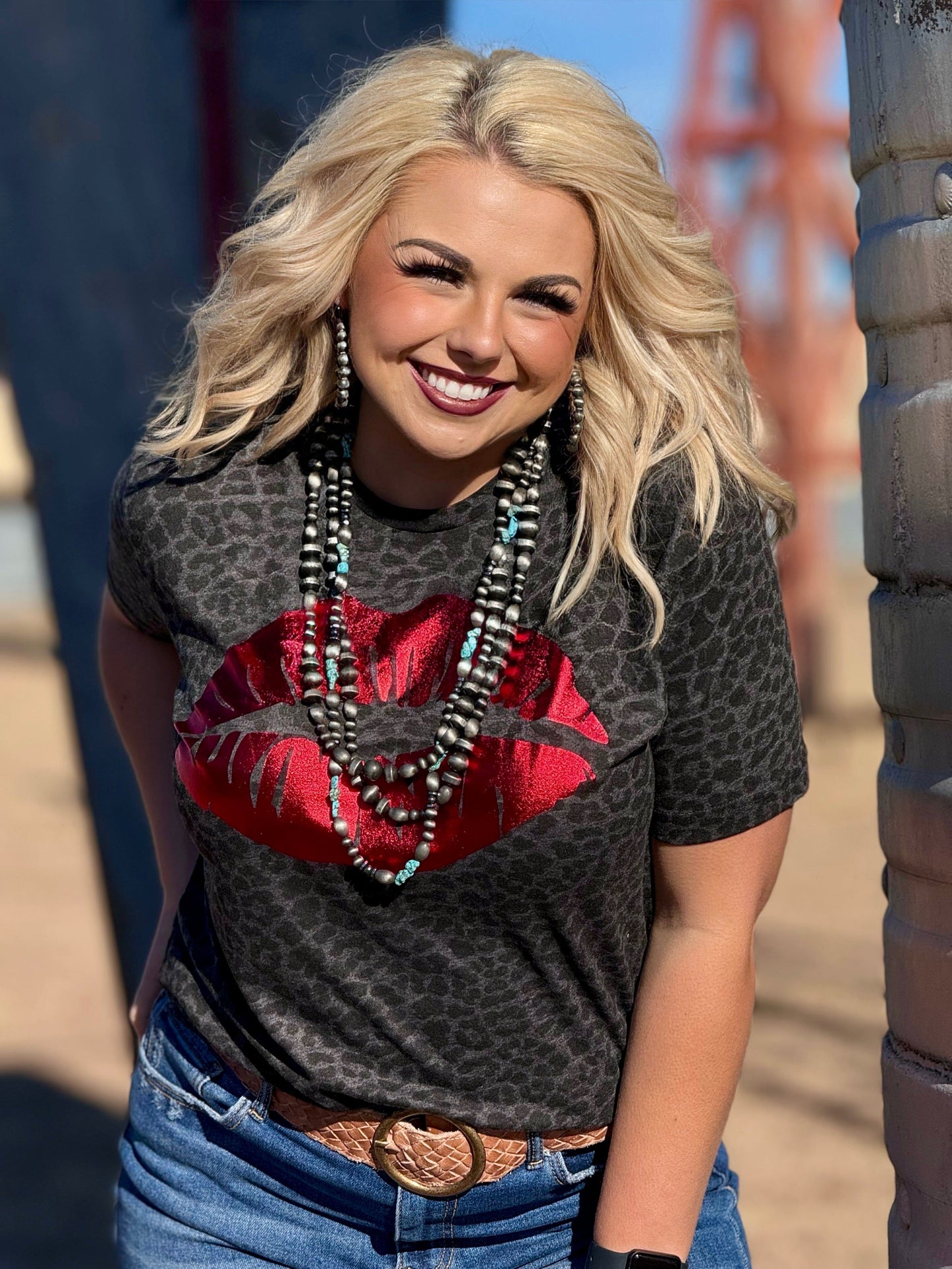 Foil Lips Tee on Leopard T-Shirt