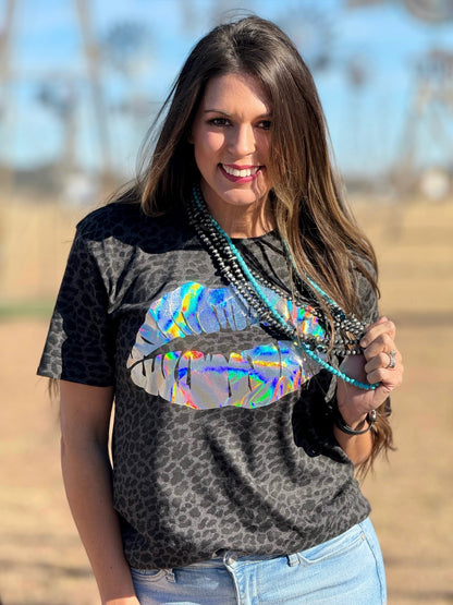 Foil Lips Tee on Leopard T-Shirt