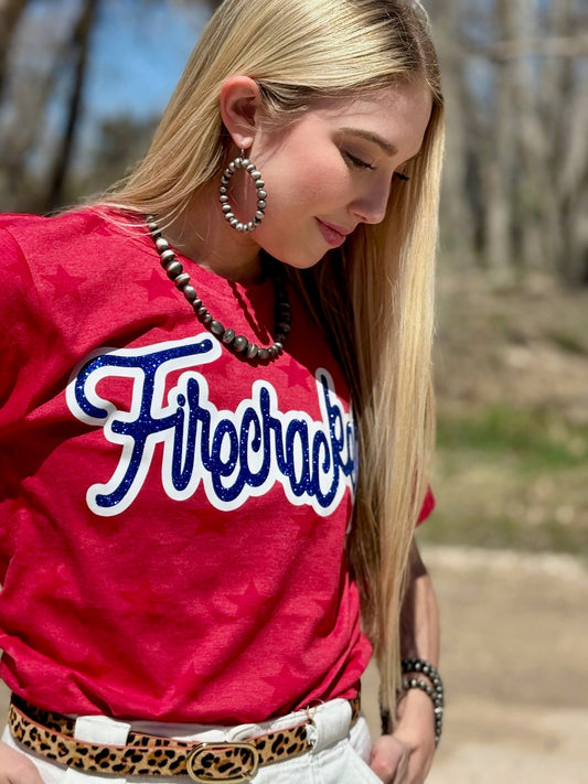 Firecracker in Royal Blue Glitter Tee