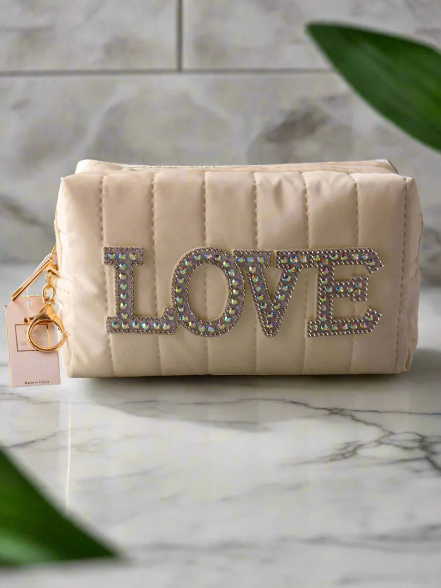 Love Quilted Cosmetics Bag – Sparkle & Style On the Go