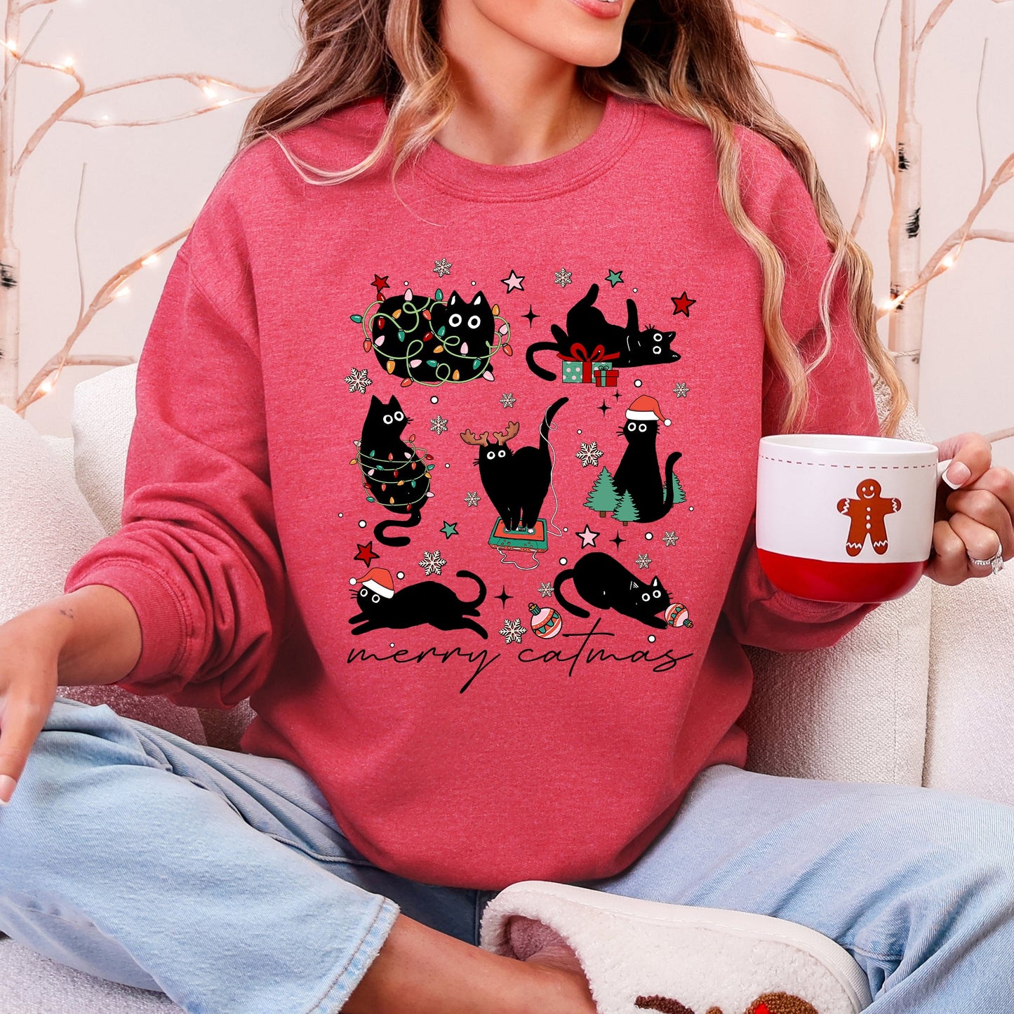 Merry Catmas Christmas Cat Lover Santa Pets Cozy Festive Holiday Cheer Sweatshirt