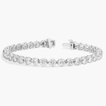 10 CTW Bezel Set Created Moissanite Tennis Bracelet in 14Kt Gold Plated – Round Cut, 7 Inch