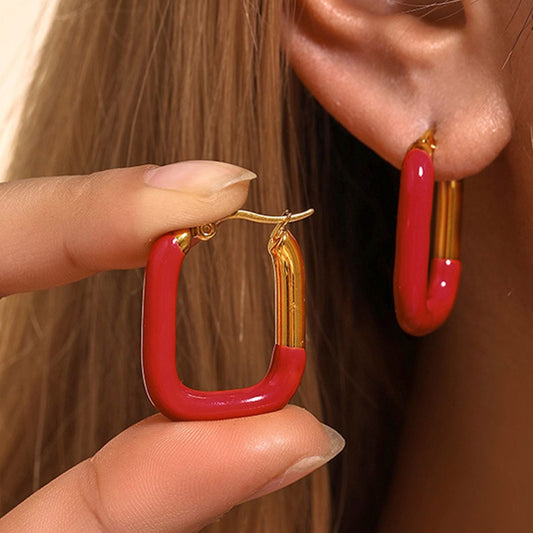 Mysti Stainless Steel Drip Oil Contrast Earring
