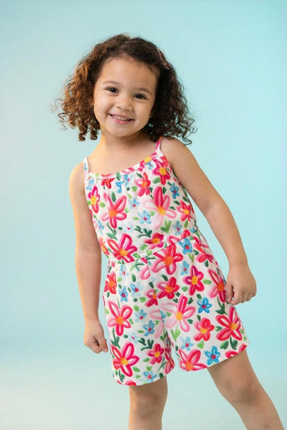 Neon Floral Strappy Play Romper