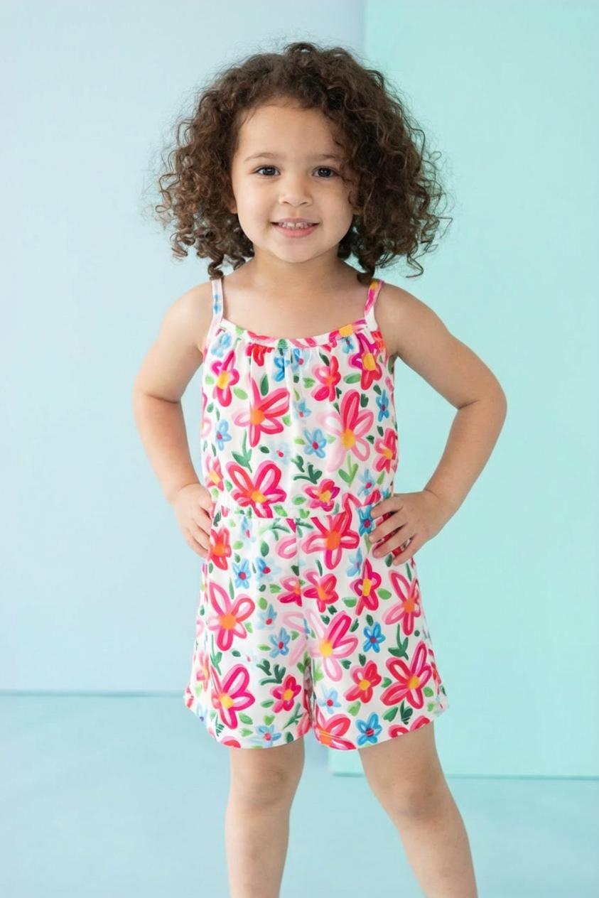 Neon Floral Strappy Play Romper
