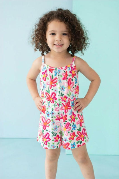 Neon Floral Strappy Play Romper