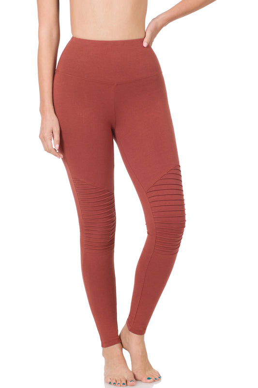 Zenana Wide Waistband Moto Leggings