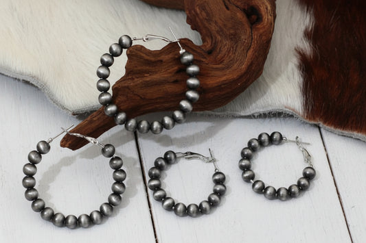 Western Faux Navajo Pearl Hoop Earrings