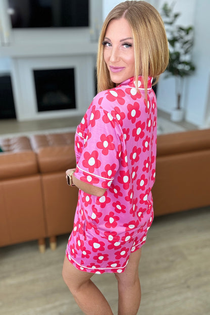 Floral Button Down Pajama Set in Four Colors