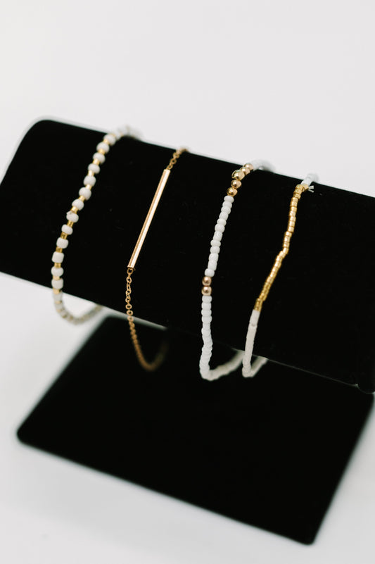 Poised & Polished Bracelet Set in White and Gold