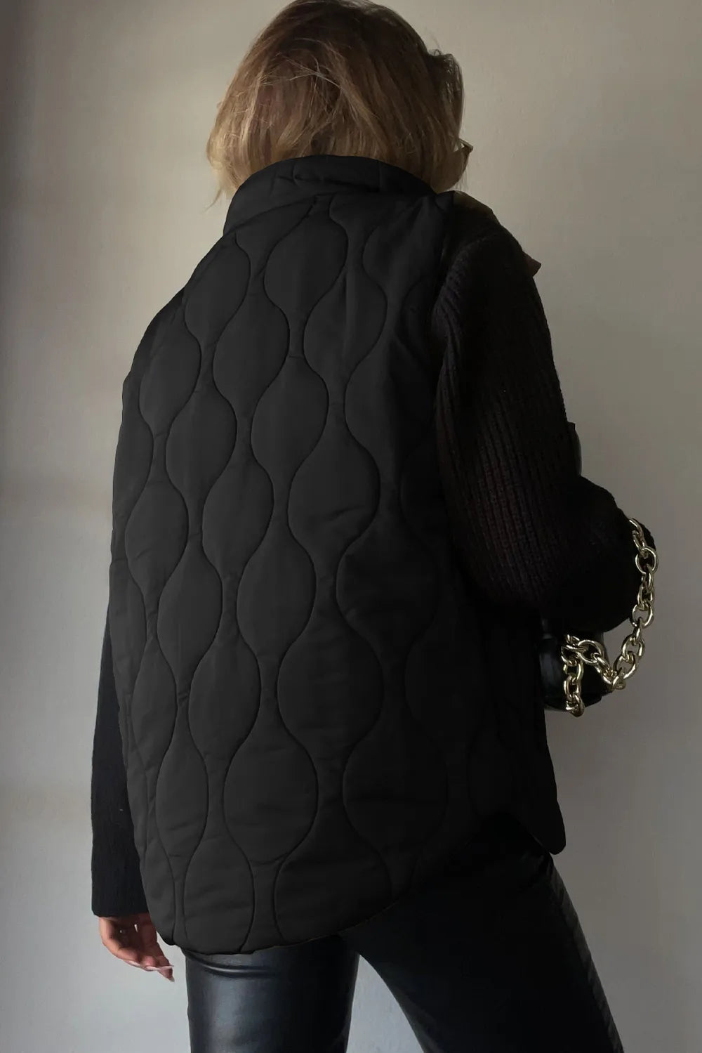 Jada Puffer Vest Collared Neck Vest with Pockets