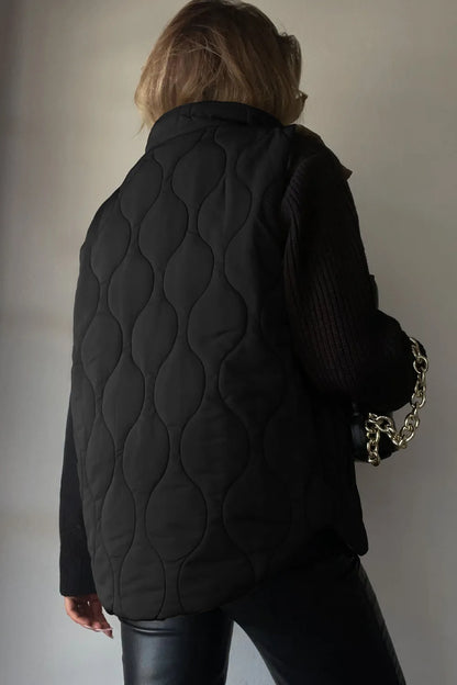 Jada Puffer Vest Collared Neck Vest with Pockets