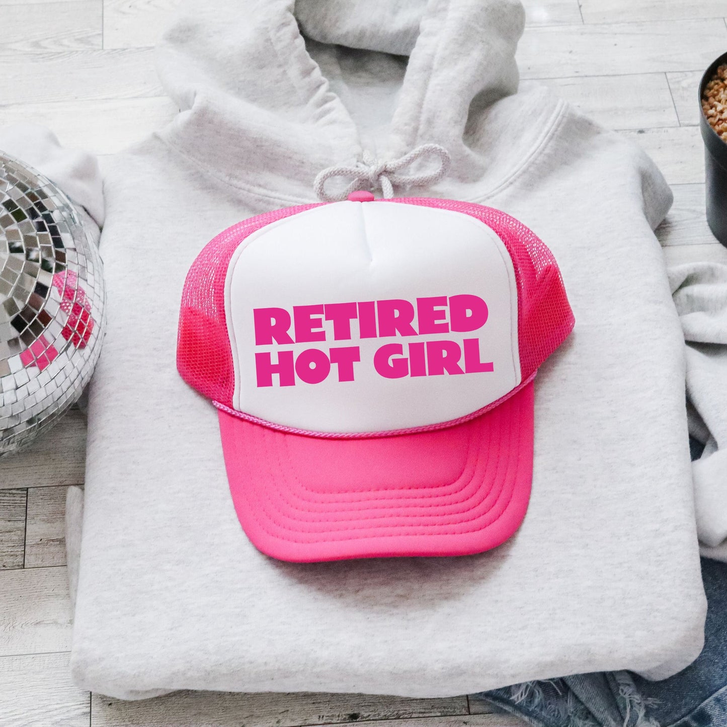 Retired Hot Girl Sassy Funny Bold Attitude Statement Graphic Inspired Trucker Hat