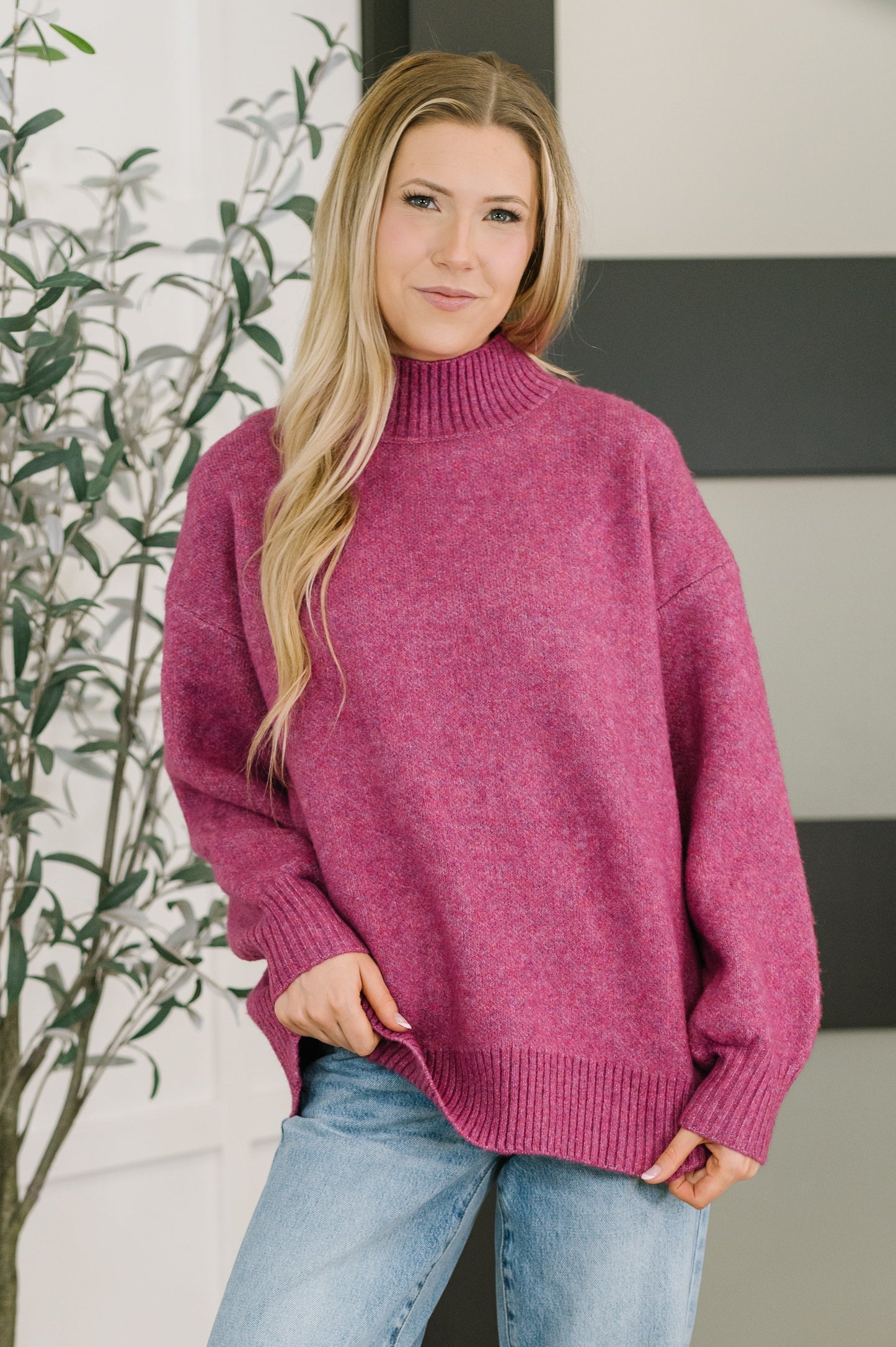 Right to the Core High Neck Pullover in Light Plum