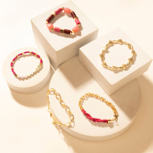 Myra Wildflower Sunshine Stack Bracelet in Carnival Pink