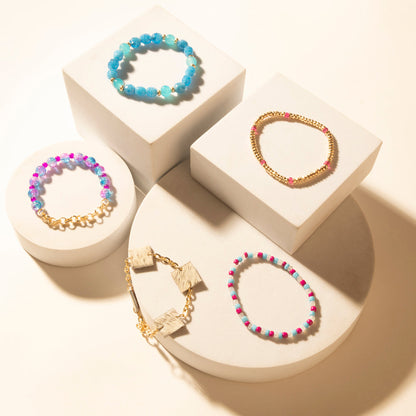 Myra Boho Graffiti Stack Bracelet in Prairie Blue