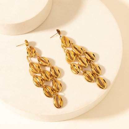 Myra Shell summit earrings in Desert tide danglers
