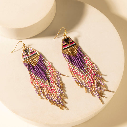Myra Fiesta Fringe Earrings in Violet Smoke