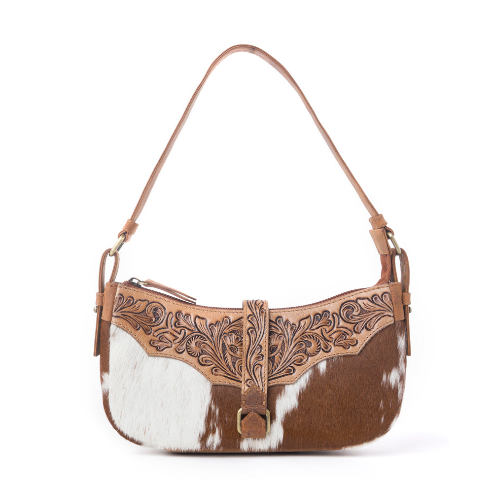 Myra Yellowstone Timberline Handtooled Bag in Walnut Brown
