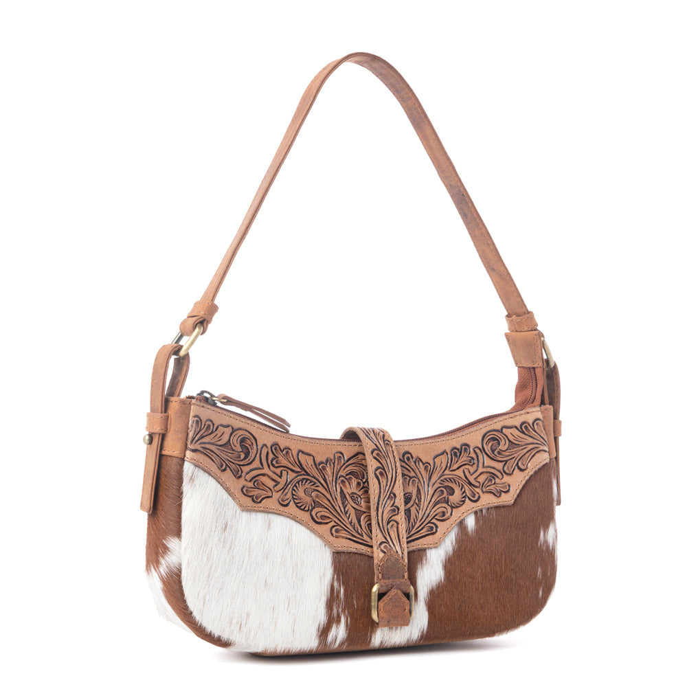 Myra Yellowstone Timberline Handtooled Bag in Walnut Brown